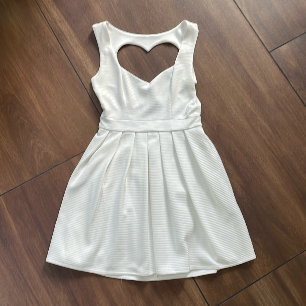 White Sleeveless Heart-Back Fit & Flare Dress